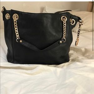 MK Black Leather Satchel